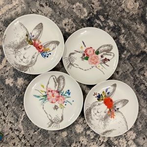 SET OF 4 Cordon Bleu Holiday Plate easter bunny salad dessert appetizer ceramic